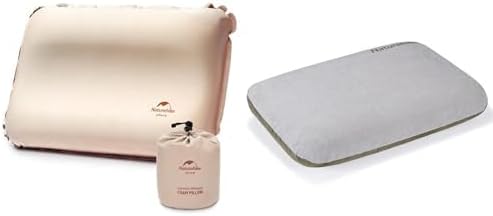 Naturehike Self-Inflating Camping Pillow+ Machine Washable Skin-Friendly Pillow Case, Grey
