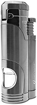 Cigar Lighter Butane Torch Lighters Fuel Refillable Lighter with Punch Cutter and Set Strong Flame Windproof Lighter for Men