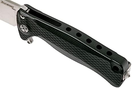 Lion Steel SR22A Sleipner Frame Lock Folding Pocket Knife - Machined Aluminum Handle, IKBS Ball Bearing System, Dual Carry Clip (Black Handle, Satin Blade)