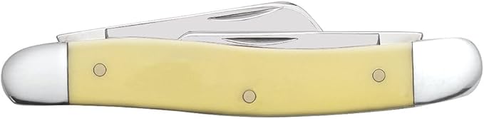 Case XX WR Pocket Knife Medium Stockman, Yellow Synthetic Handle, Carbon Steel Blades, Length Closed: 3 5/8 Inches W/Sharpening Stone