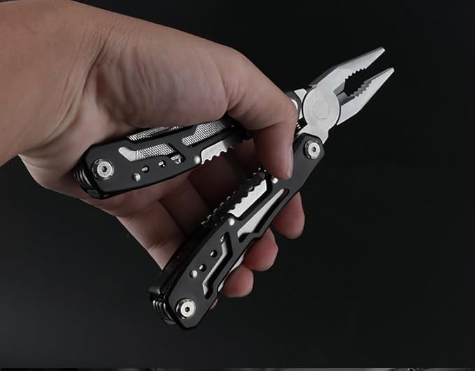 Professional Portable 14-in-1 Multitool for Outdoor Camping and EDC - Reliable Blade, Ergonomic Design, Compact and Convenient, Safety First - Versatile Utility - Black