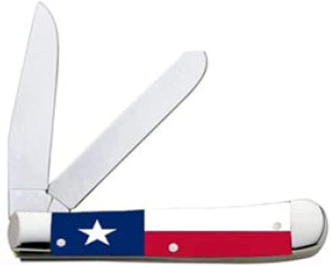 Folding Trapper Knife, Acrylic Handle (Texas Flag)