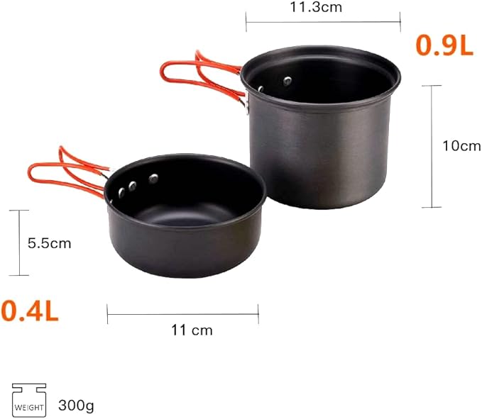 Bulin 24/13/11/8/4 PCS Camping Cookware Mess Kit Lightweight Backpacking Cooking Set Outdoor Cook Gear for Family Hiking, Picnic(Kettle, Pot, Frying Pan, Bowls, Plates, Spoon)