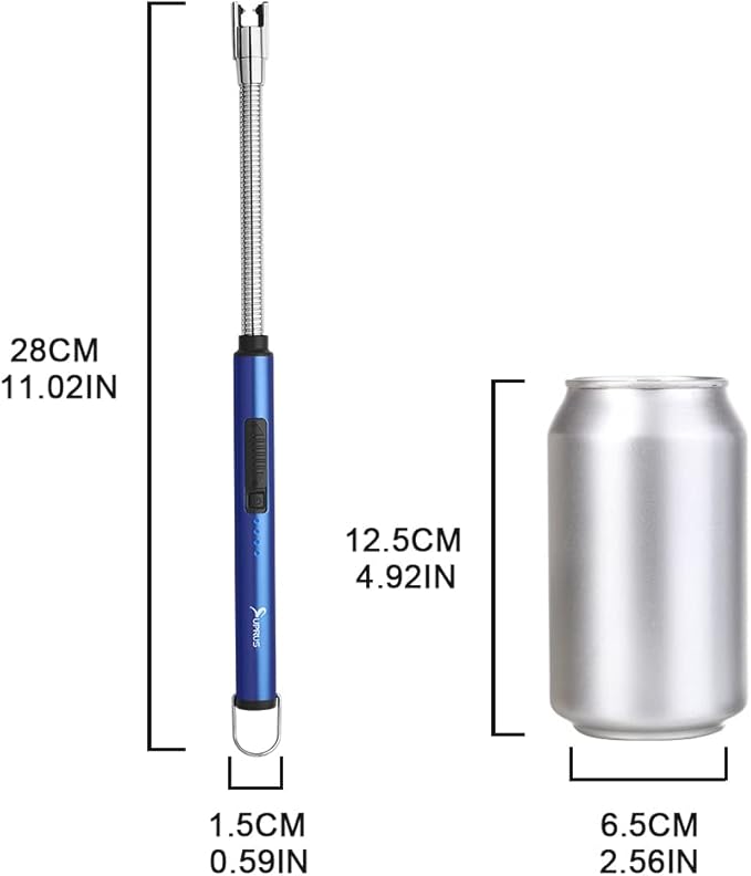 Candle Lighter SUPRUS Rechargeable Electric Arc Lighter Triple Safety Long Lighter Stainless Steel Shell & Hanging Hook with 360°Flexible Neck