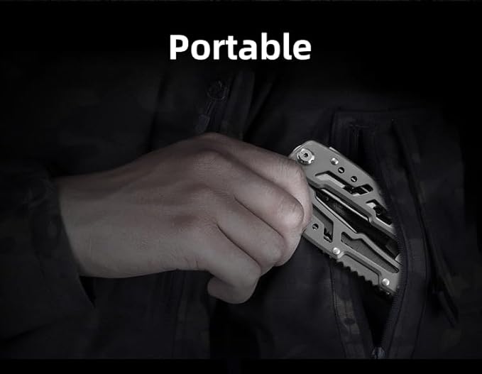 Professional Portable 14-in-1 Multitool for Outdoor Camping and EDC - Reliable Blade, Ergonomic Design, Compact and Convenient, Safety First - Versatile Utility - Black
