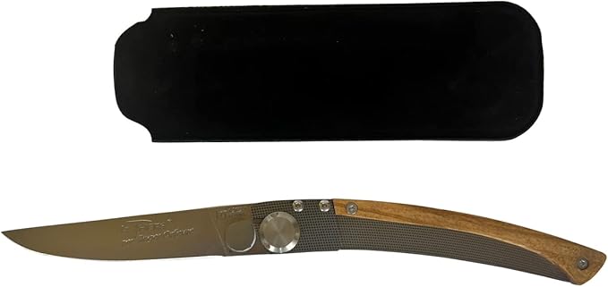 Le Thiers Made In France Stainless Steel Folding Pocket Knife With K-Lock, 3-in (7.6cm), Olive Wood Handle
