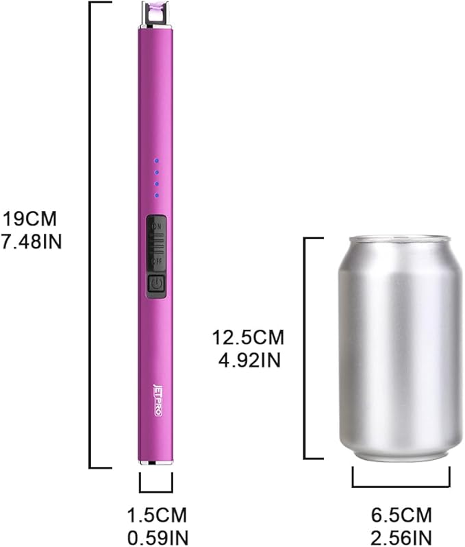 Electric Lighter Arc Windproof Flameless USB Lighter Rechargeable Lighter with Safety Lock for Candle BBQ Camping (Purple)