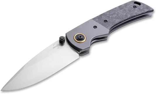 BÖKER PLUS Gulu Pro Marble Carbon Fiber Titanium Folding Pocket Knife, Linerlock, D2 Steel Blade, Designed by Steve Kelly