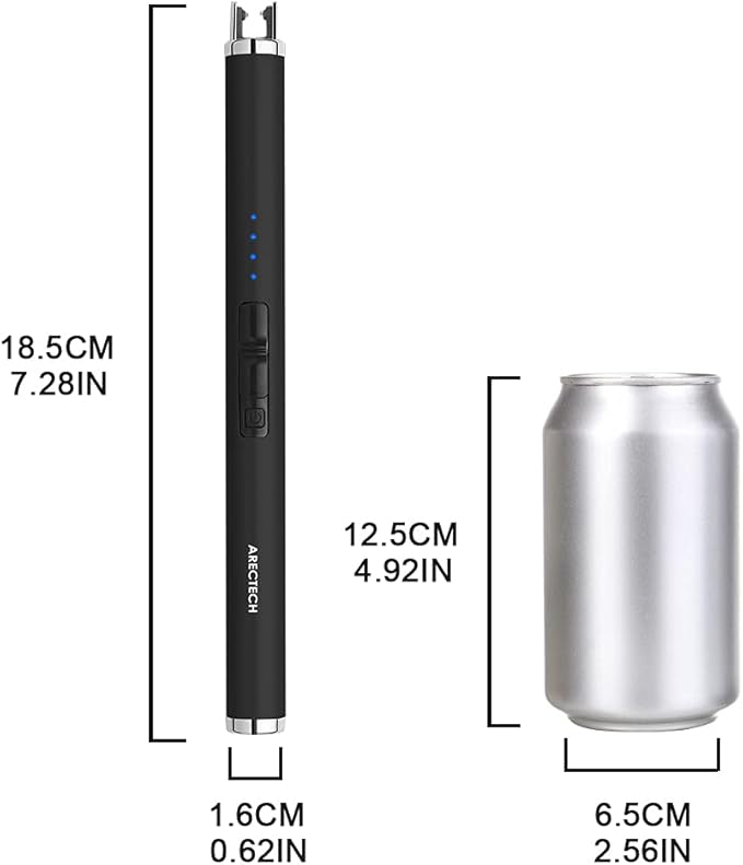 ARECTECH Electric Arc Plasma Lighters for Candle Rechargeable, Kitchen Camping Type-C Black