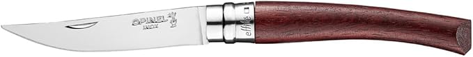 Opinel Effile Slimline Series Folding Fillet Knife – Slim Blade Folding Knife, Virobloc Locking Collar, Sustainably Harvested Wood Handles, Updated Blade Profile (Padouk Wood/No.08)