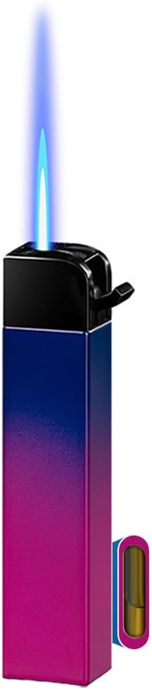Torch Lighters, Jet Butane Lighters, Adjustable Flame Windproof Butane Refillable Gas with Visible Gas Tank for Candle, Grill, BBQ, Fireworks, Camping (Butane Not Included) (Purple Gradient)