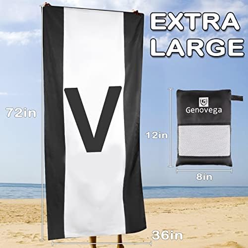 Genovega Oversized Monogrammed Microfiber Beach Towels Sandproof Compact for Men Women