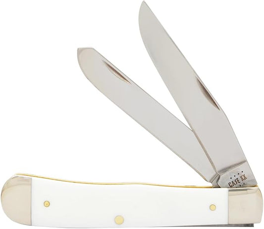 Case XX WR POCKET KNIFE, TRAPPER SMOOTH WHITE SYNTHETIC - NO SHIELD, 4 1/8 INCHES CLOSED, ITEM #22890