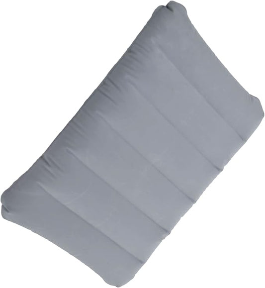 Gray Ultralight Inflatable Pillow Small Squared Flocked Fabric Air Pillow for Beach Hiking,Camping,Traveling,Napping,Desk Rest,Neck &Lumbar Support(1 Pack)