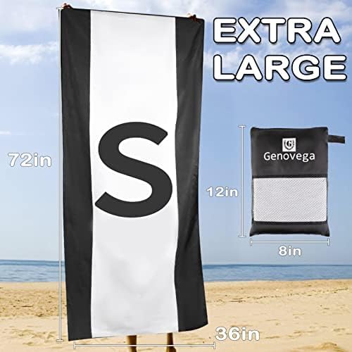 Genovega Oversized Monogrammed Microfiber Beach Towels Sandproof Compact for Men Women