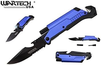 Wartech YC-S-9045-BL Spring Assisted 5 in 1 Pocket Knife, 8.5",Blue