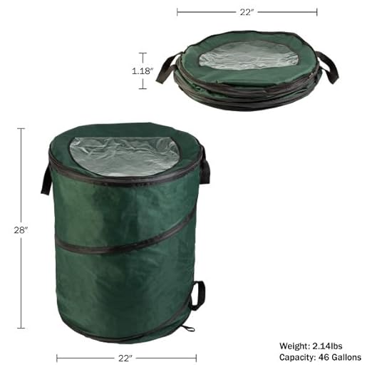 Wakeman Outdoor Trash Can - 46-Gallon Collapsible Garbage Can with 3 Stakes - Pop Up Trash Can for Camping, Storage, or Yard Waste Outdoors (Green)