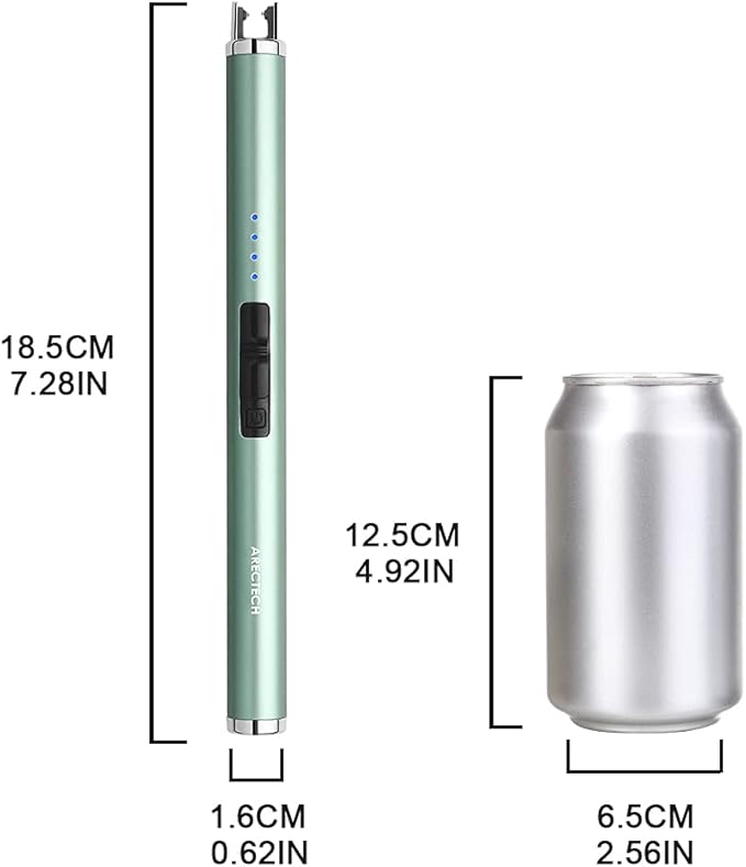 ARECTECH Lighter Rechargeable Lighter Electric Lighter Candle Lighter Arc Plasma Lighters for Candle Kitchen Camping Type-C Green