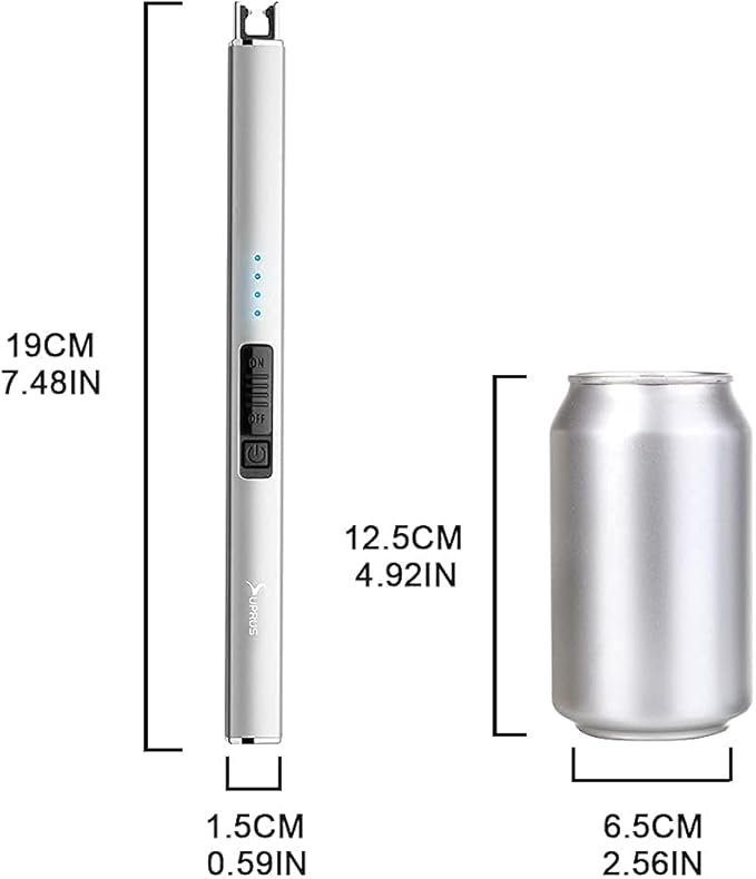 SUPRUS Electric Lighter Arc Windproof Flameless USB Lighter Rechargeable Lighter with Safety Lock for Candle BBQ Camping (Silver)