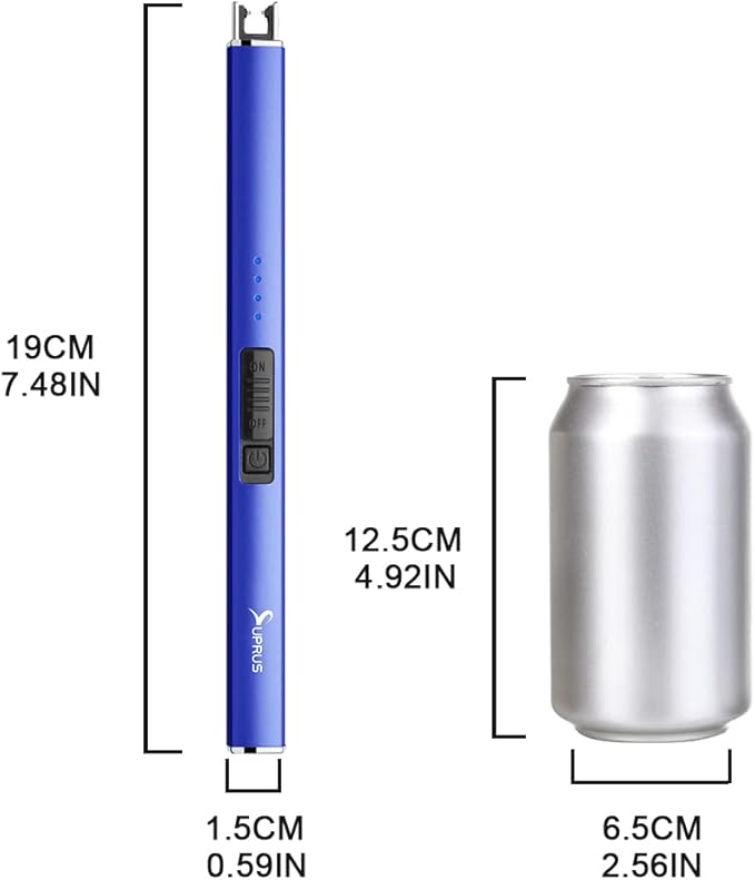 SUPRUS Electric Lighter Arc Windproof Flameless USB Lighter Rechargeable Lighter with Safety Lock for Candle BBQ Camping (Dark Blue)