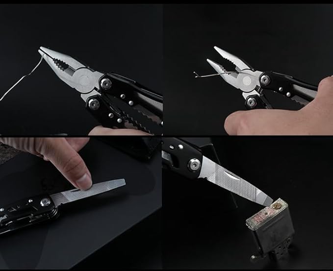 Professional Portable 14-in-1 Multitool for Outdoor Camping and EDC - Reliable Blade, Ergonomic Design, Compact and Convenient, Safety First - Versatile Utility - Black