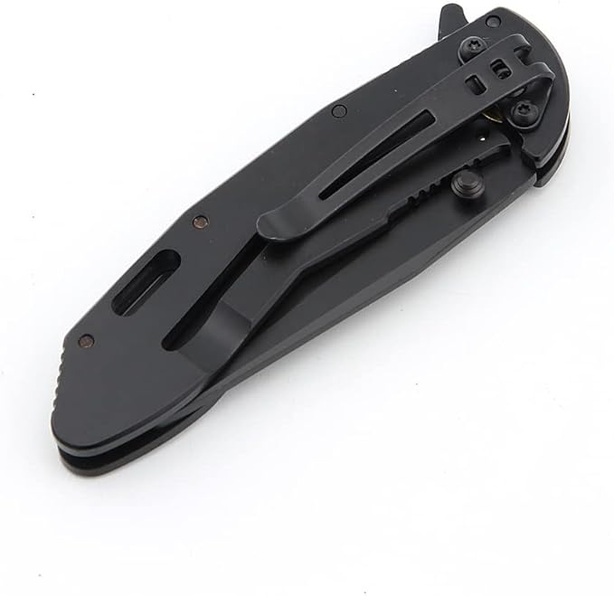 Sanrenmu B4-735 Black 8Cr13MoV Blade Stainless Handle Folding Knife