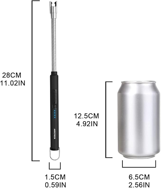 ARECTECH Lighter Candle Lighter Electric Lighter Rechargeable Lighter USB Arc Lighter Plasma for Camping Candle Cooking BBQs Fireworks Black