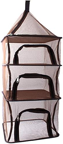 Camping Dry Net-4 Layer Outdoor Hanging Foldable Drying Rack, Camping Organizer Mesh Dryer Storage for Home Picnic BBQ Tableware/Dishes/Food/Vegetables/Fruit/Clothing