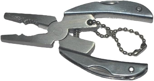 1Pc Silvery 7 in 1 Multifunctional Stainless Steel Pliers,Mini Folding Multi Tools Set Key Chain,Multi Tools Kits Wire Strippers for Outdoor Fishing Camping Hiking Multitools and Accessories