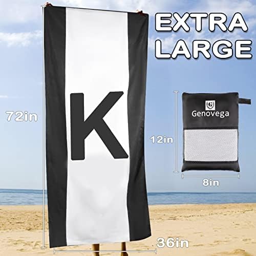 Genovega Oversized Monogrammed Microfiber Beach Towels Sandproof Compact for Men Women