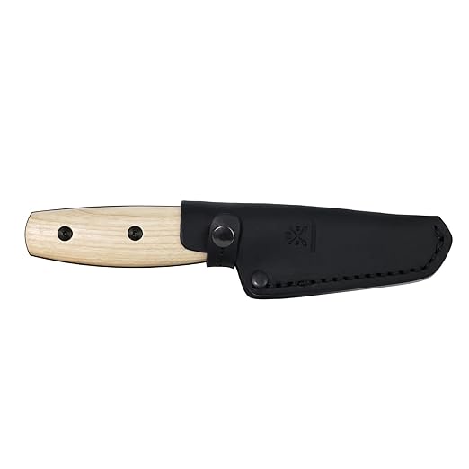 Morakniv Finn BlackBlade (S) Stainless Steel Ash Wood with Leather Sheath, 7.4 Inch