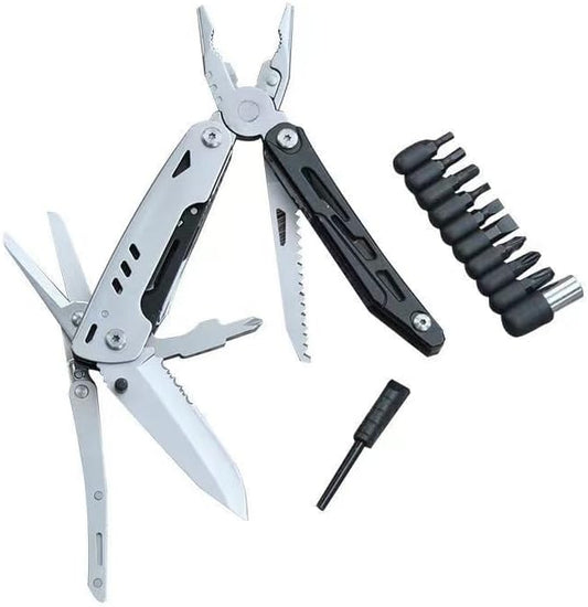 Pocket Knife Multitool, Tactical Utility Multi Tool Knife Set, Camping Survival Gear, Folding Knives with Blade, Plier, Screwdriver Bottle & Can Opener, Detachable Large Scissors Plier