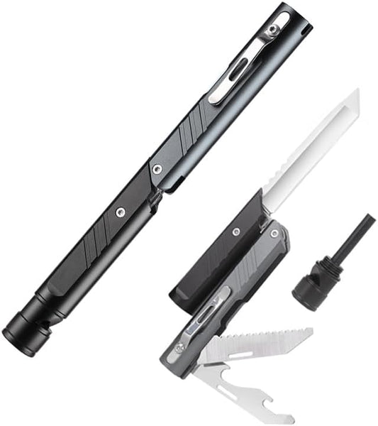 Multitool Knife, Gifts for Men, 7 in 1 Camping Gear - Pocket Knife, Fire Starting Sticks, Bottle Opener, Screwdrivers, Saw, Whistle, Pocket Clip, Survival Camping EDC Tools