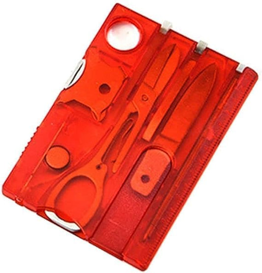 Red Outdoor Survival Bottle Opener Card Multi Tool Outdoor Barbecue Knife Camping Tool Hiking LED Light Magnifier EDC Tool Gear Multitools