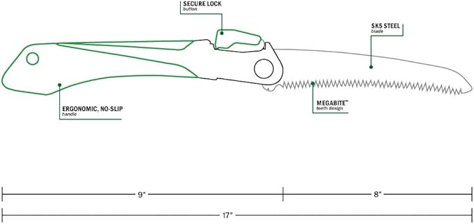 Hooyman MegaBite Handsaw and Hunter’s Combo Bone Saw with Heavy Duty Construction, High Carbon Steel Blade, Impulse Hardened Teeth, and Ergonomic Over-Molded Handle for Camping, Hunting, and Outdoors
