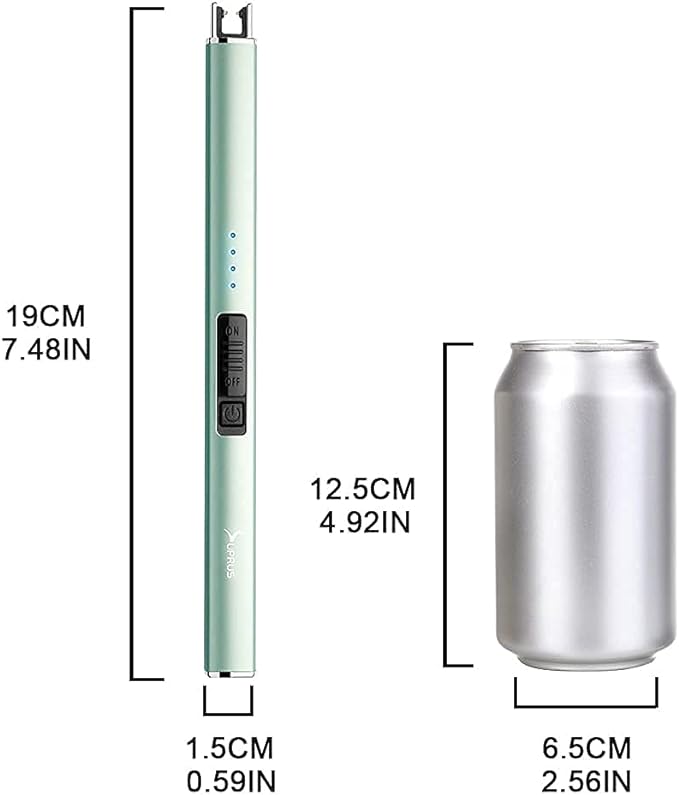 SUPRUS Electric Lighter Arc Windproof Flameless USB Lighter Rechargeable Lighter with Safety Lock for Candle BBQ Camping (Green)