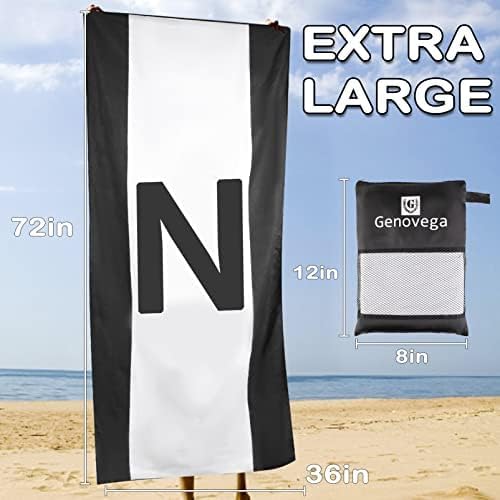 Genovega Oversized Monogrammed Microfiber Beach Towels Sandproof Compact for Men Women