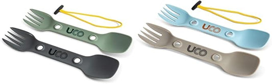 UCO Utility Spork 3-in-1 Combo Spoon-Fork-Knife Utensil, 2-Pack, Gold/Sky Blue