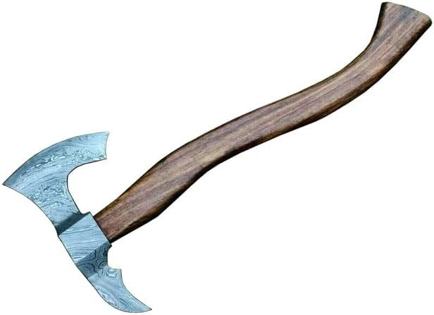 Axe Damascus Custom Handmade Forged Damascus Steel Tomahawk Axe Hatchet, Camp, Wood Splitting Axe Rose Wood Handle