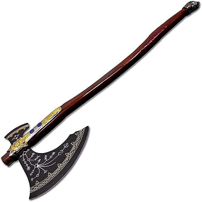 Handmade Kratos Axe, Leviathan Axe, God of War, Viking Axe, Cosplay Axe, Cosplay Armor with Leather Sheath Camping Bearded Axes & Hatchets Hunting Fantsy Axe Valentine's Day Gift (VK-Ax-9)