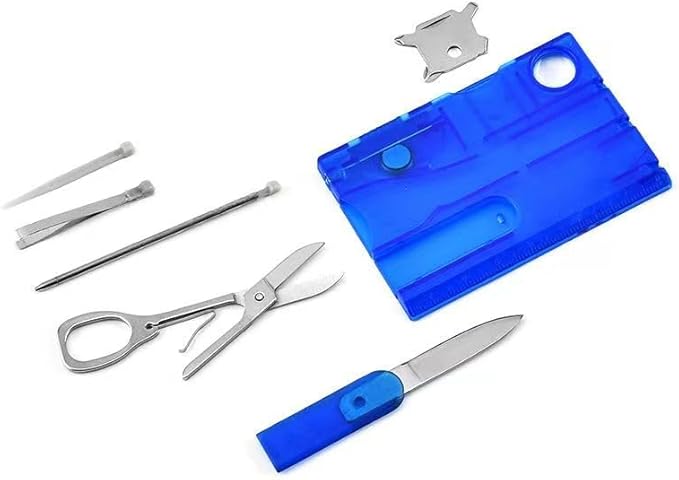 Black Outdoor Survival Bottle Opener Card Multi Tool Outdoor Barbecue Knife Camping Tool Hiking LED Light Magnifier EDC Tool Gear Multitools and Accessories