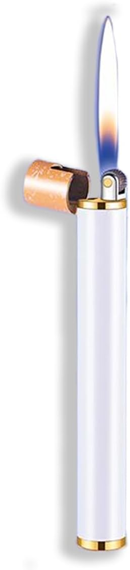 Unique & Cute Pink Gradient Strip Butane Lighter, Creative Wheel Lighter, Inflatable & Adjustable, Suitable for Fireplace Candles Camping Barbecue, Ladies Gift (No Gas) (Milky White)