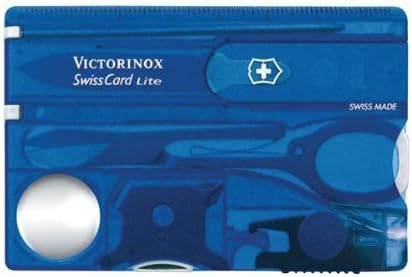 Victorinox Swiss Card Lite Swiss Army Knife, 13 Functions, Swiss Made Pocket Knife with Magnifying Glass, LED and Tweezers - Sapphire