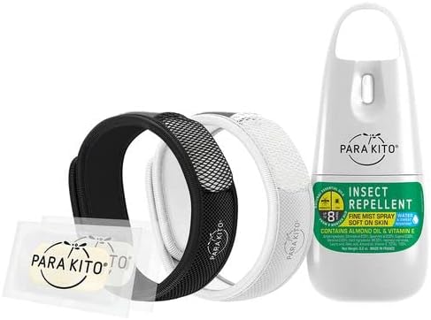 Para'Kito Mosquito Bonus Pack - 2 Mosquito Wristbands | 2 Refills (Black + White) + Insect Repellent Spray