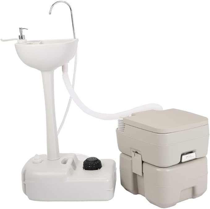 Outdoor Garden Camping Hand Sink with Portable Toilet, Removable Hand Washing Basin Sanitary Ware for RV/Kitchen/Indoor (2020 version)