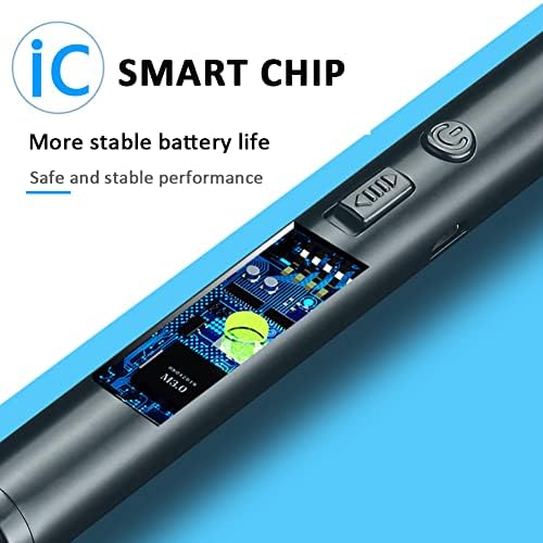 YOZWOO Electric Candle Lighter Rechargeable USB C Electronic Lighter Windproof Flameless Arc Plasma Candle Lighter Long Lighter with Smart LED Battery Display for BBQ, Camping, Cooking (Silver)