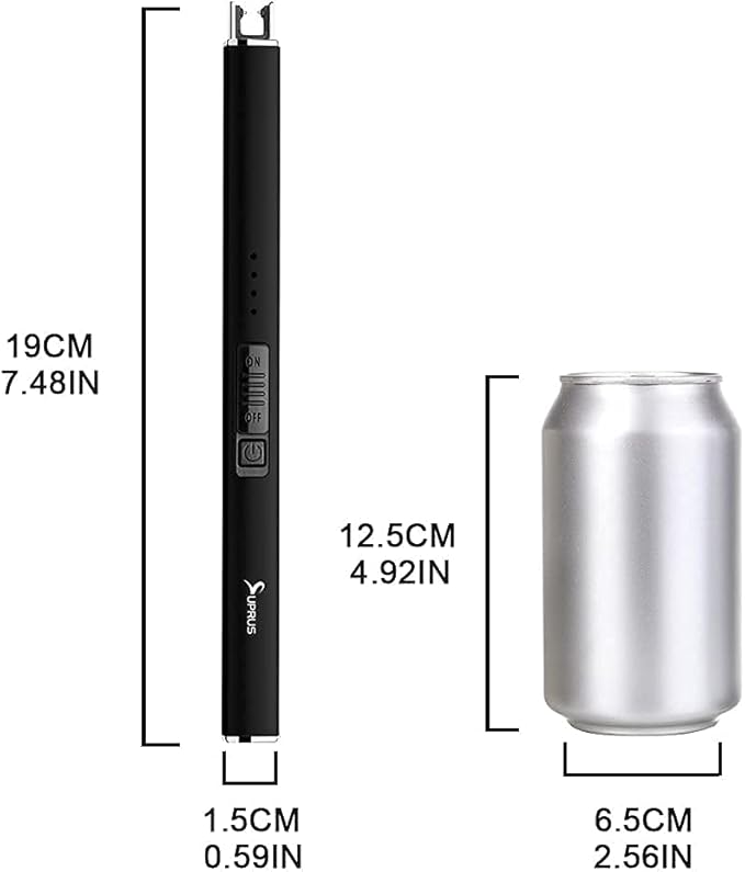 SUPRUS Electric Lighter Arc Windproof Flameless USB Lighter Rechargeable Lighter with Safety Lock for Candle BBQ Camping Black
