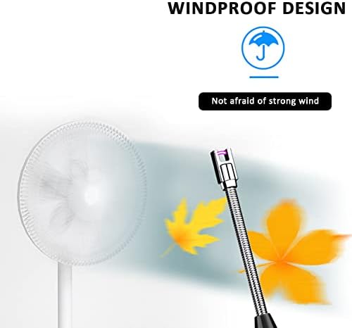YOZWOO Candle Lighter USB Electric Lighter Rechargeable Arc Lighter with LED Display 360 ° Flexible Neck Flameless and Windproof Long Lighter for Outdoor Camping, Barbecue, Fireworks (Rose Gold)
