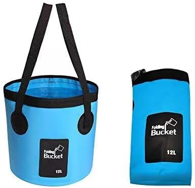 Collapsible Bucket with Handle, Multifunctional Foldable Water Container for Camping, Hiking, Traveling, Fishing, Washing, Gardening, Waterproof, Durable, Lightweight, Black (SFVBLUE, 12L)
