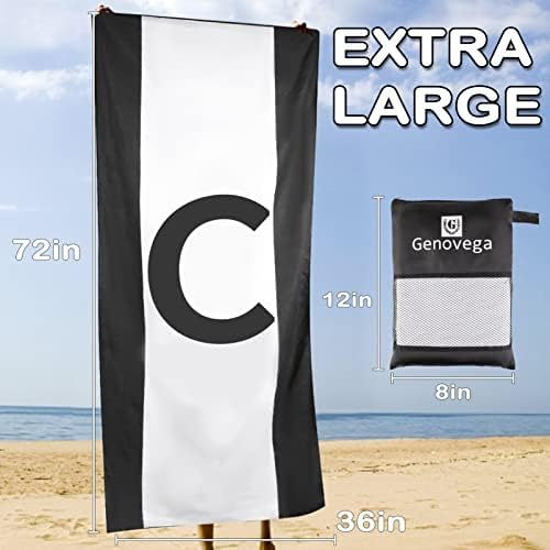 Genovega Oversized Monogrammed Microfiber Beach Towels Sandproof Compact for Men Women